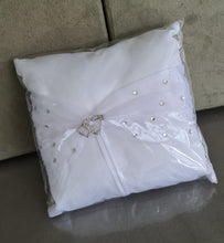 Load image into Gallery viewer, White satin Ring Bearer Pillow – Wedding ring cushion
