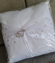 Load image into Gallery viewer, White satin Ring Bearer Pillow – Wedding ring cushion
