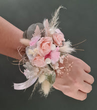 Load image into Gallery viewer, Everlasting flowers school formal / prom / wedding corsage - Pink &amp; sage
