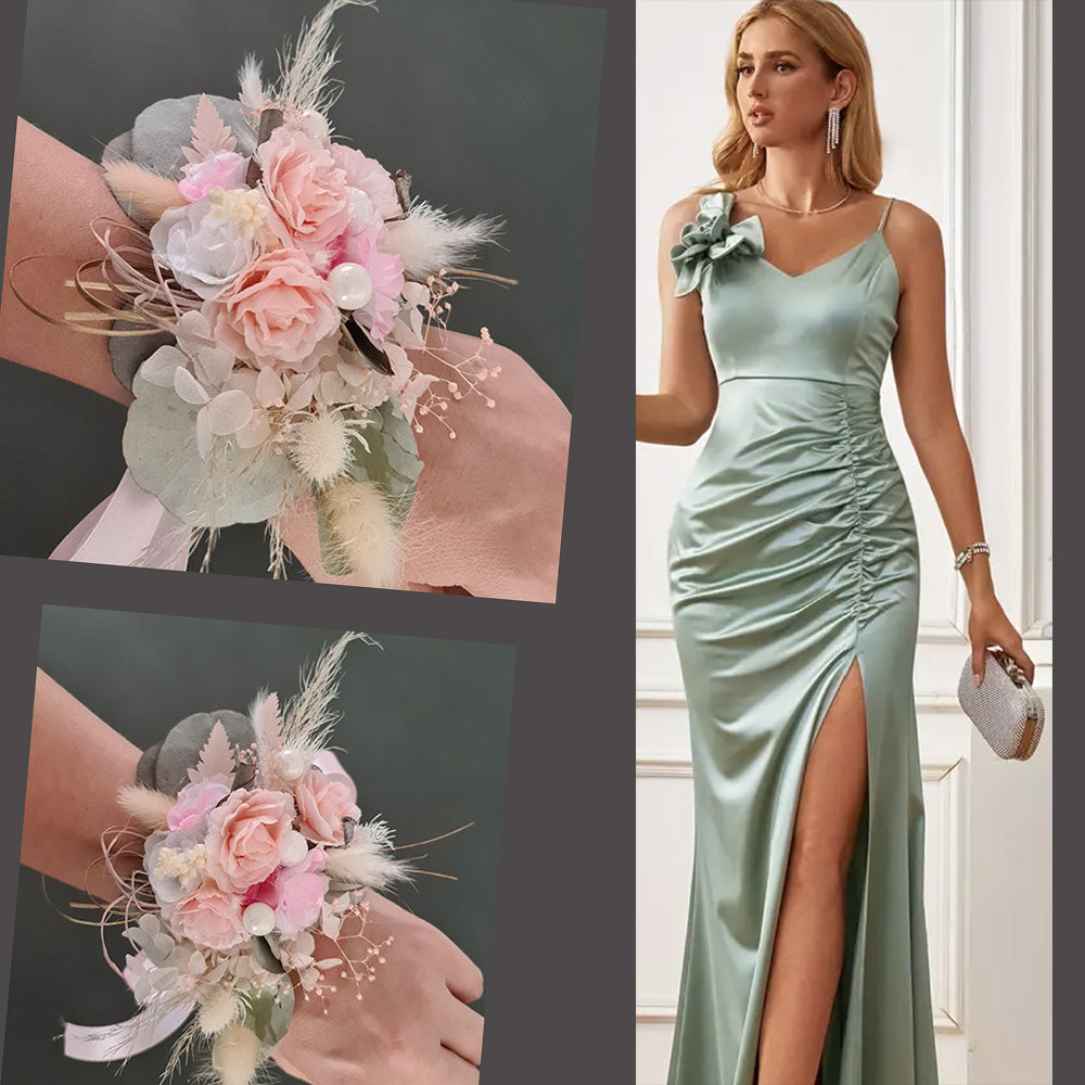 Everlasting flowers school formal / prom / wedding corsage - Pink & sage