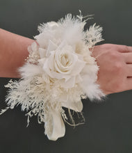 Load image into Gallery viewer, Everlasting flowers school formal / prom set -  corsage &amp; buttonhole - white
