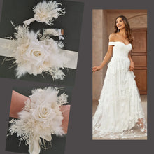 Load image into Gallery viewer, Everlasting flowers school formal / prom set -  corsage &amp; buttonhole - white
