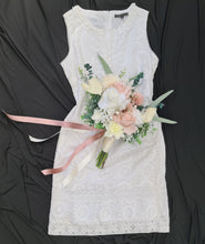 Load image into Gallery viewer, Neutral blush pink &amp; green bridal bouquet &amp; buttonhole – Elopement set
