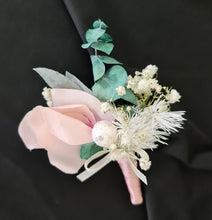 Load image into Gallery viewer, Neutral blush pink &amp; green bridal bouquet &amp; buttonhole – Elopement set
