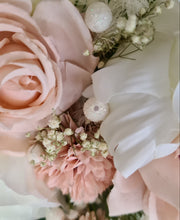 Load image into Gallery viewer, Neutral blush pink &amp; green bridal bouquet &amp; buttonhole – Elopement set
