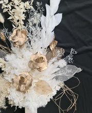 Load image into Gallery viewer, Designer perfume box Everlasting preserved flowers neutral &amp; gold
