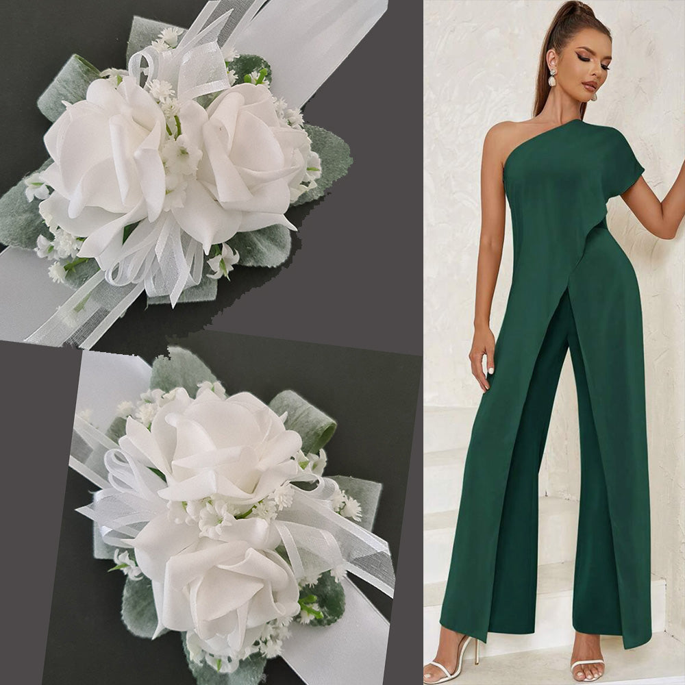 Everlasting flowers School formal / wedding corsage white  &  green