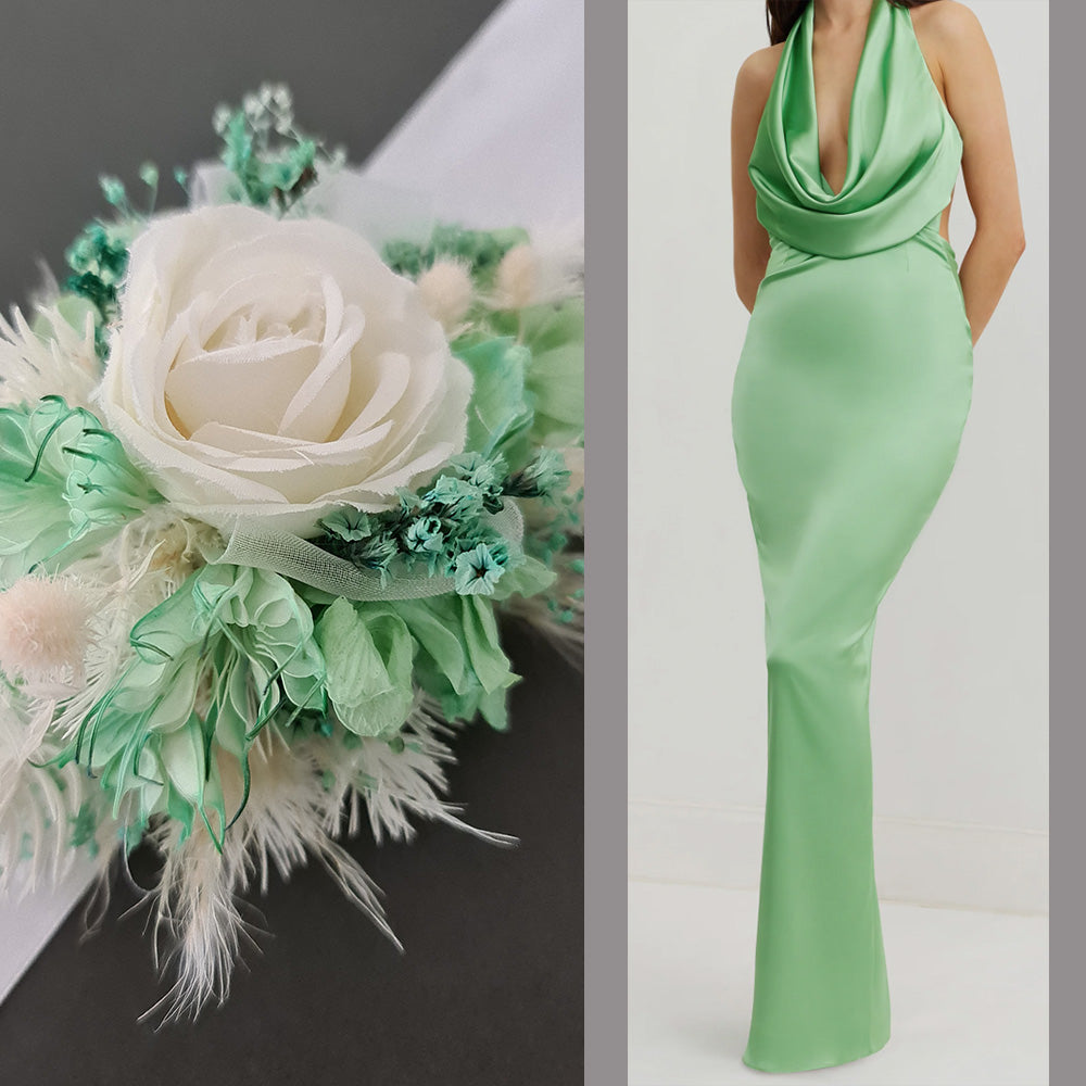 Everlasting flowers mint green corsage - School formal / Wedding