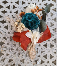 Load image into Gallery viewer, Preserved rustic style orange &amp; green buttonhole – wedding, school formal
