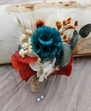 Load image into Gallery viewer, Preserved rustic style orange &amp; green buttonhole – wedding, school formal
