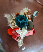 Load image into Gallery viewer, Preserved rustic style orange &amp; green buttonhole – wedding, school formal
