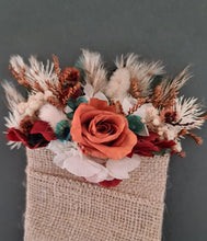 Load image into Gallery viewer, Preserved rustic style orange &amp; green pocket flowers w rose – wedding, school formal
