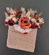 Load image into Gallery viewer, Preserved rustic style orange &amp; green pocket flowers w rose – wedding, school formal
