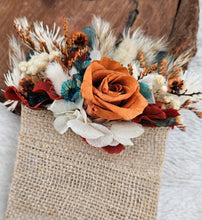 Load image into Gallery viewer, Preserved rustic style orange &amp; green pocket flowers w rose – wedding, school formal
