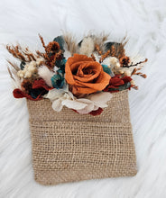 Load image into Gallery viewer, Preserved rustic style orange &amp; green pocket flowers w rose – wedding, school formal
