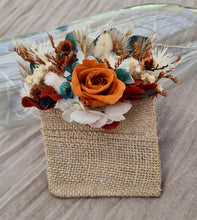 Load image into Gallery viewer, Preserved rustic style orange &amp; green pocket flowers w rose – wedding, school formal
