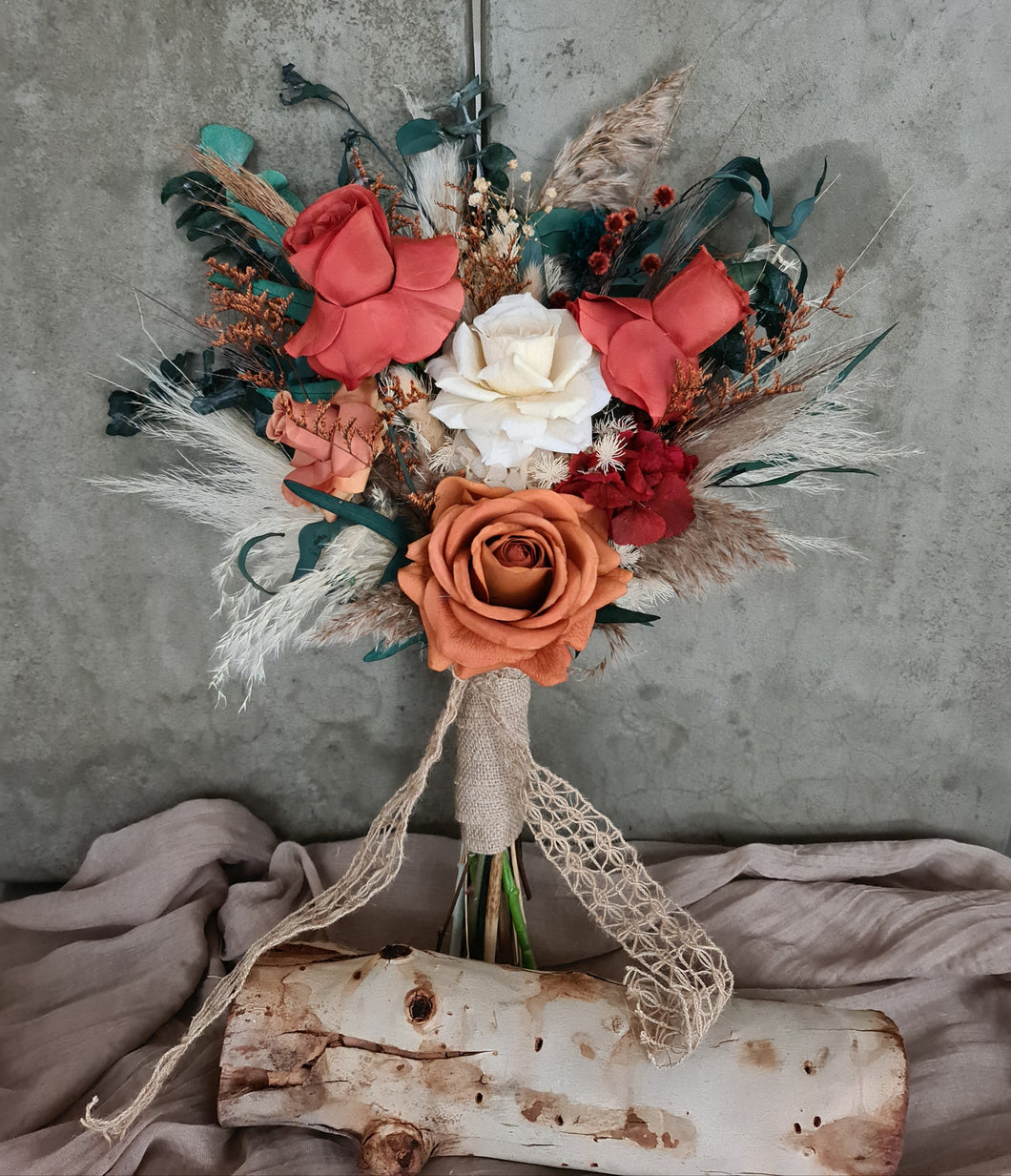 Everlasting flowers rustic style bridal bouquet