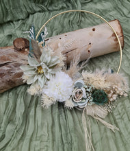 Load image into Gallery viewer, Everlasting flowers Wedding hoop green &amp; neutral - flower girl / bridesmaid
