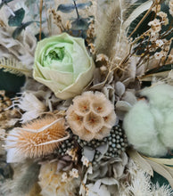 Load image into Gallery viewer, Unique sage green / green preserved everlasting flowers bridal bouquet &amp; buttonhole – Elopement Set
