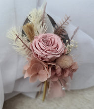 Load image into Gallery viewer, Groom&#39;s mini preserved peony buttonhole - dusty pink, blush mauve - wedding
