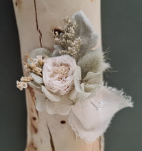 Load image into Gallery viewer, Groom&#39;s mini preserved peony buttonhole - olive, sage green - wedding
