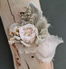 Load image into Gallery viewer, Groom&#39;s mini preserved peony buttonhole - olive, sage green - wedding
