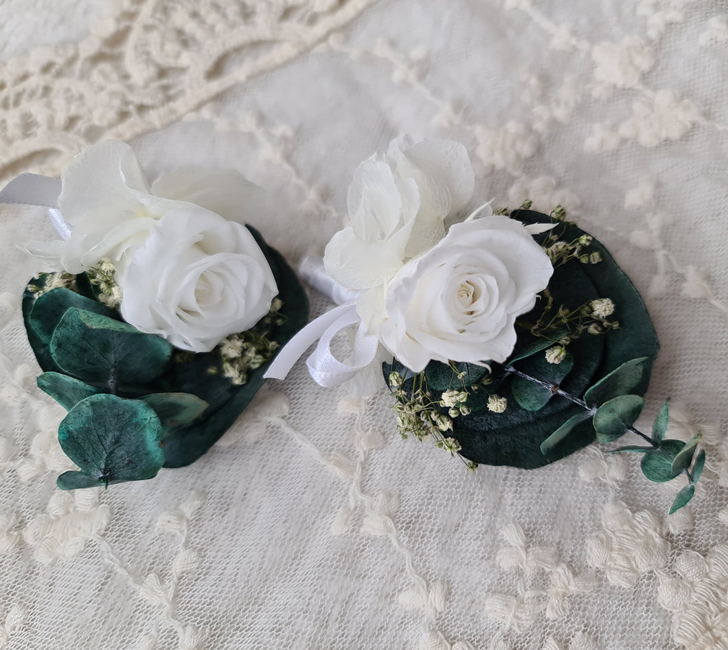 Eucalyptus & mini preserved rose - Groom's Buttonhole - Wedding