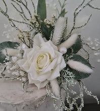 Load image into Gallery viewer, Frosty green &amp; white / neutral double everlasting flowers cake topper
