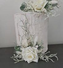 Load image into Gallery viewer, Frosty green &amp; white / neutral double everlasting flowers cake topper
