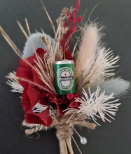 Load image into Gallery viewer, Preserved flowers fancy buttonhole with Heineken beer can – Groom, groomsmen, school formal
