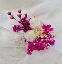 Load image into Gallery viewer, Fully preserved corsage in fuchsia, white &amp; lemon colour
