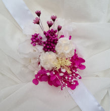 Load image into Gallery viewer, Fully preserved corsage in fuchsia, white &amp; lemon colour
