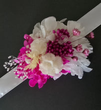 Load image into Gallery viewer, Fully preserved corsage in fuchsia, white &amp; lemon colour
