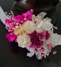 Load image into Gallery viewer, Fully preserved corsage in fuchsia, white &amp; lemon colour
