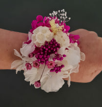 Load image into Gallery viewer, Fully preserved corsage in fuchsia, white &amp; lemon colour
