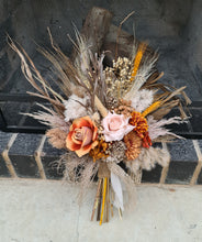 Load image into Gallery viewer, Everlasting flowers rustic orange &amp; blush Elopement set - Bridal bouquet and buttonhole
