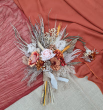 Load image into Gallery viewer, Everlasting flowers rustic orange &amp; blush Elopement set - Bridal bouquet and buttonhole
