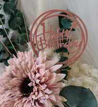 Load image into Gallery viewer, Blush pink, green &amp; neutral flowers in pot w Happy Birthday tag
