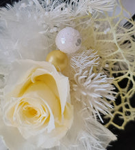 Load image into Gallery viewer, Yellow &amp; white preserved flowers corsage w mini rose - School formal / wedding
