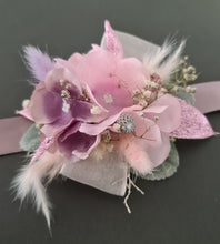 Load image into Gallery viewer, Pastel pink &amp; purple everlasting flowers corsage - School formal / wedding
