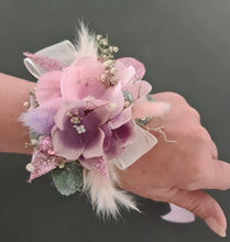 Load image into Gallery viewer, Pastel pink &amp; purple everlasting flowers corsage - School formal / wedding
