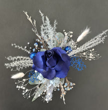 Load image into Gallery viewer, Floral cake topper in blue, green &amp; white with the glitter
