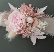 Load image into Gallery viewer, Mini preserved peony corsage &amp; buttonhole - baby &amp; dusty pink colours – school formal
