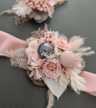 Load image into Gallery viewer, Preserved flowers dusty &amp; blush pink corsage &amp; buttonhole - School formal / wedding
