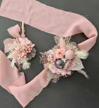 Load image into Gallery viewer, Preserved flowers dusty &amp; blush pink corsage &amp; buttonhole - School formal / wedding
