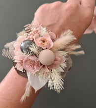 Load image into Gallery viewer, Preserved flowers dusty &amp; blush pink corsage &amp; buttonhole - School formal / wedding
