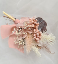 Load image into Gallery viewer, Preserved flowers dusty &amp; blush pink corsage &amp; buttonhole - School formal / wedding
