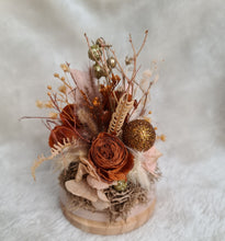 Load image into Gallery viewer, Preserved flowers Mini Christmas glass dome – Rustic peach/orange
