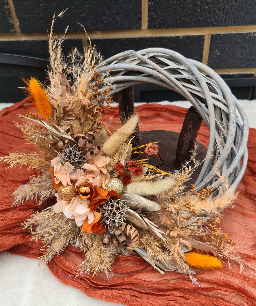 Rustic Everlasting flowers Christmas Wreath