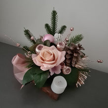 Load image into Gallery viewer, Pink Cemetery Grave Christmas decoration w candle XMAS92
